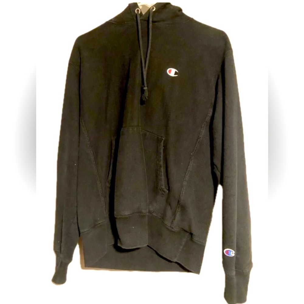 Champion reverse weave hoodie. Smoky black. Size medium.